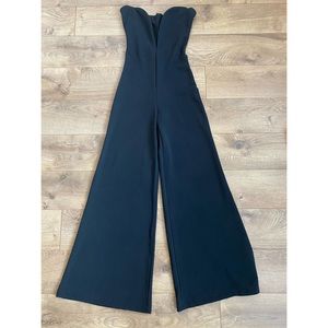 Black strapless heart shaped pant suit wide-leg